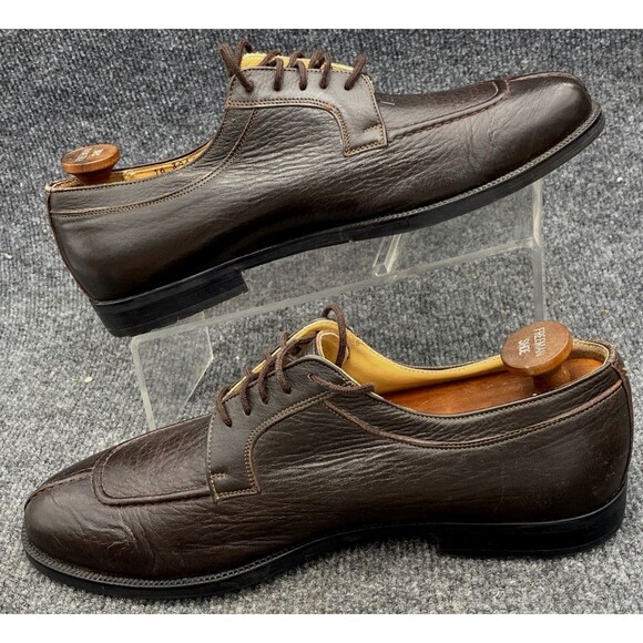 MAURO ROSSETTI 10.5M Brown Pebbled Leather Split Toe Derby Shoes Made In Italy main image 10